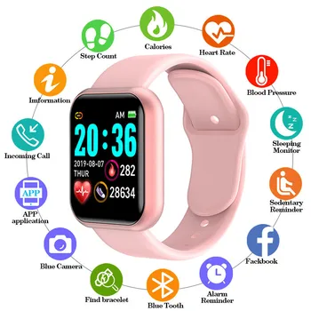 Y68 Reloj Inteligente D20 las Mujeres de los Hombres de la Presión Arterial Frecuencia Cardíaca Impermeable Tracker Deporte del Reloj del Reloj Inteligente Horas de Reloj Para Android IOS