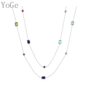 YoGe de Lujo multicolor de cristal collar de piedras,de las mujeres coloridas suéter largo de la cadena de la Boda y la Fiesta de la Joyería , P1179Y