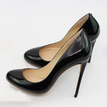 Zapatos de mujer punta Redonda zapatos de Tacón Alto de las Bombas de Cuero de Patente de las Señoras del Partido de Trabajo y Carrera de Tacones de Deslizamiento En la Elegante Mujer Zapatos Aimirlly