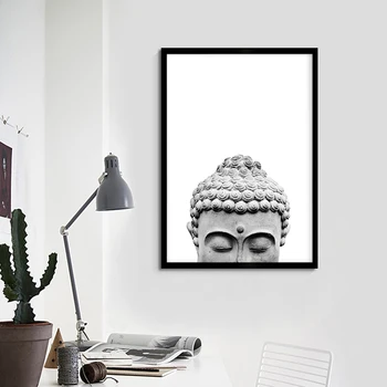 Zen Cabeza De Buda Estatua Cartel De Motivación Quostes Impresión De La Lona Minimalista, Arte De La Pared De La Imagen De La Pintura Budismo Moderno De Decoración Para El Hogar