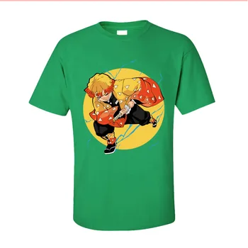 Zenitsu De La Juventud De Diseño Del Nuevo Anime De Los Hombres T Camisetas De Cuello Redondo Verano Otoño Puro Algodón T-Shirt Casual Tops De Manga Corta Camiseta
