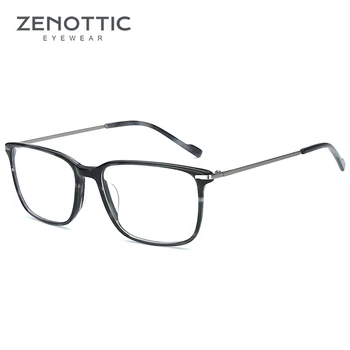 ZENOTTIC Acetato Cuadrado de Gafas de Marco de los Hombres Retro Oversize Óptica de la Miopía de los Marcos del Espectáculo de las Mujeres de CR-39 Claro de la Lente de las Gafas