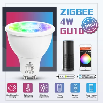 Zigbee 3.0 Inteligente de Control de la Lámpara Led RGB+CCT Luz 4W GU10 4W Dimmable Led de la Lámpara del Cambiante Colorido de la Bombilla Funciona Con ZigBee puertas de enlace