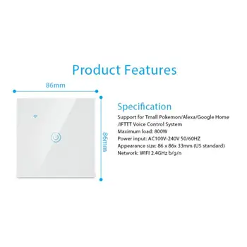 ZIGBEE EWelink Smart WiFi Toque de la UE 1/2/3/4 Pandilla Interruptor de AC100-250V casera de la Pared Botón de Trabajar Con Alexa Y Google Hogar Asistente