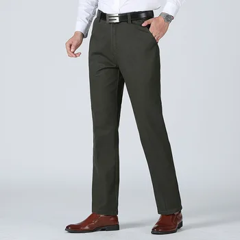 ZOGAA 2020 Marca de Invierno de los Hombres de Espesar Pantalones Casual Suelto de Color Sólido de mediana edad, Pantalones de Cintura Alta para los hombres Largos de los Pantalones