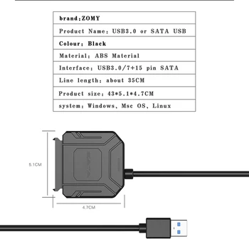 Zomy Cables SATA para Usb3.0 2.5 3.5
