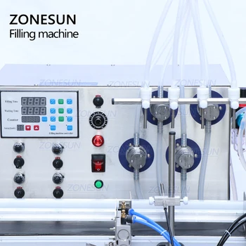 ZONESUN 4 Inyectores Bomba Magnética Automática de Escritorio Líquido Bebida de Agua de Relleno de la cinta Transportadora de la Máquina de Rellenar la Botella de Agua que hace la Máquina