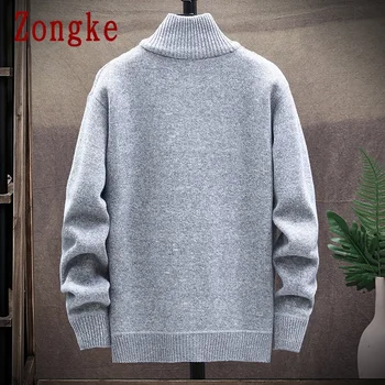 Zongke 2020 Otoño Sólido coreano géneros de punto Cardigan de Hombres Suéter con Cremallera Sudaderas Para Hombres Slim Fit Ropa de Invierno M-3XL