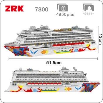 ZRK Crucero de Lujo de la Nave Gran Barco Blanco Modelo 3D de BRICOLAJE Diamante Mini creación de Microempresas Bloques de Ladrillos Uno Trozado de la Asamblea de Juguete