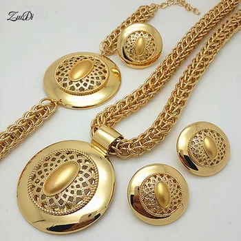 ZuodDi Nuevo Exquisita Dubai del Color del Oro de la Joyería Conjunto Grande de Nigeria de la Boda de mujer accesorios de la joyería conjunto Africano Perlas de la Joyería Conjunto