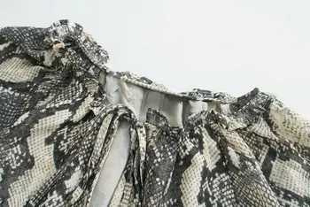 ZXOJ vintage con estampado de serpiente de las mujeres vestidos largos 2020 moda de verano de la cintura de la correa de las señoras de tobillo-longitud del vestido de la flor o del cuello del vestido de mujer
