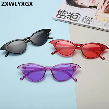 ZXWLYXGX Nuevas Gafas de sol Retro Cat Eye Gafas de sol de Señora de la Marca de Diseñador de la Vendimia Negro marco Transparente de colores oculos feminino
